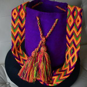 Purple / Rainbow Wayuu Mochila Cross-Body Bag